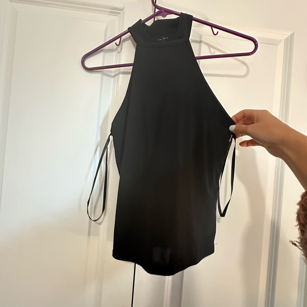 Black high neck cropped top